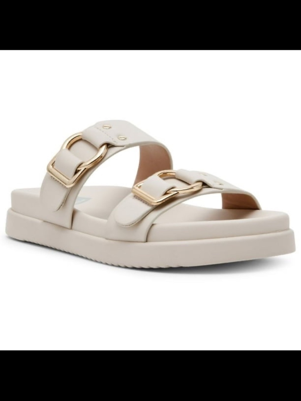 DV by Dolce Vita white gold Buckle Slide footbed Sandals slip on 9 slides classy